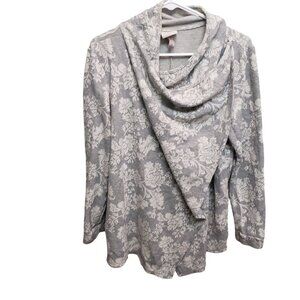 Knox Rose Wrap Sweater Gray Floral Size Large